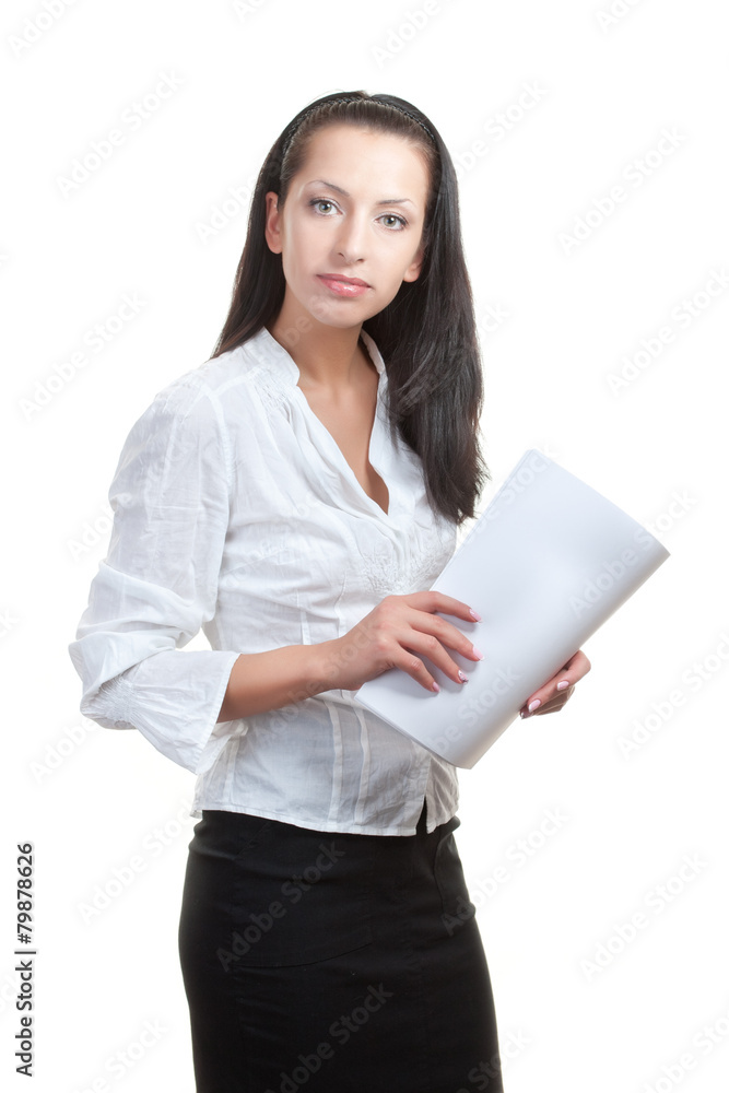 the dark-haired young woman - the employee of office the dark-haired young woman - the employee of office