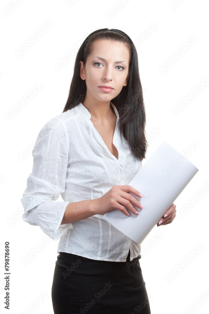 the dark-haired young woman - the employee of office the dark-haired young woman - the employee of office