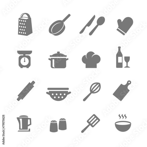 Set of kitchen and cooking icons.