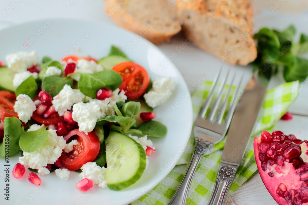 Salad with vegetable and cottage cheese