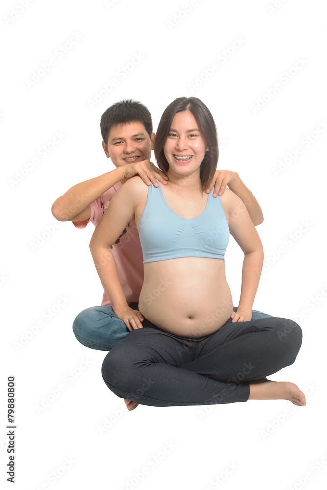 Asian man massage for pregnant wife Stock Photo | Adobe Stock