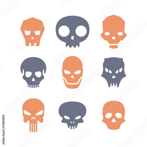Set of skulls. Vector illustration. © laralova