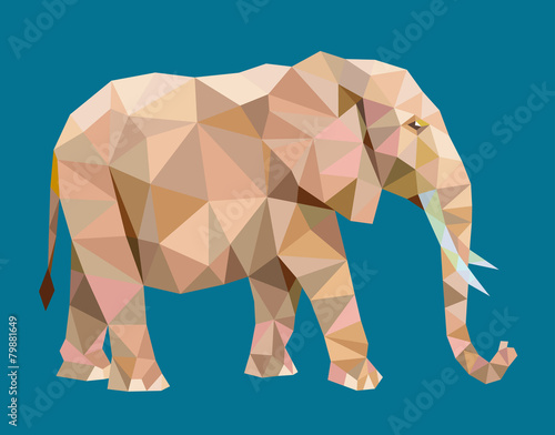 Elephant walking low poly vector