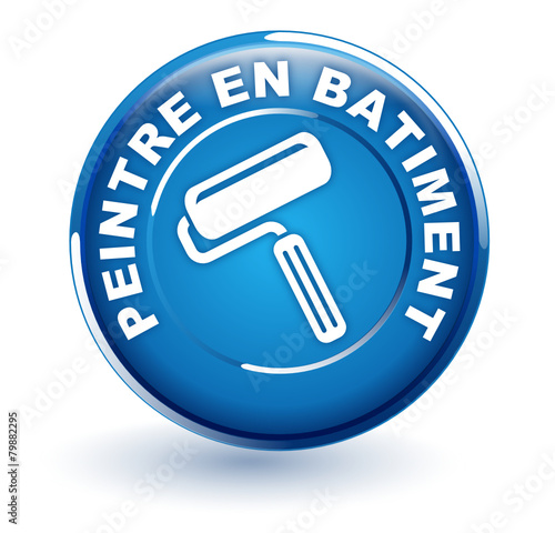 peintre en bâtiment sur bouton bleu