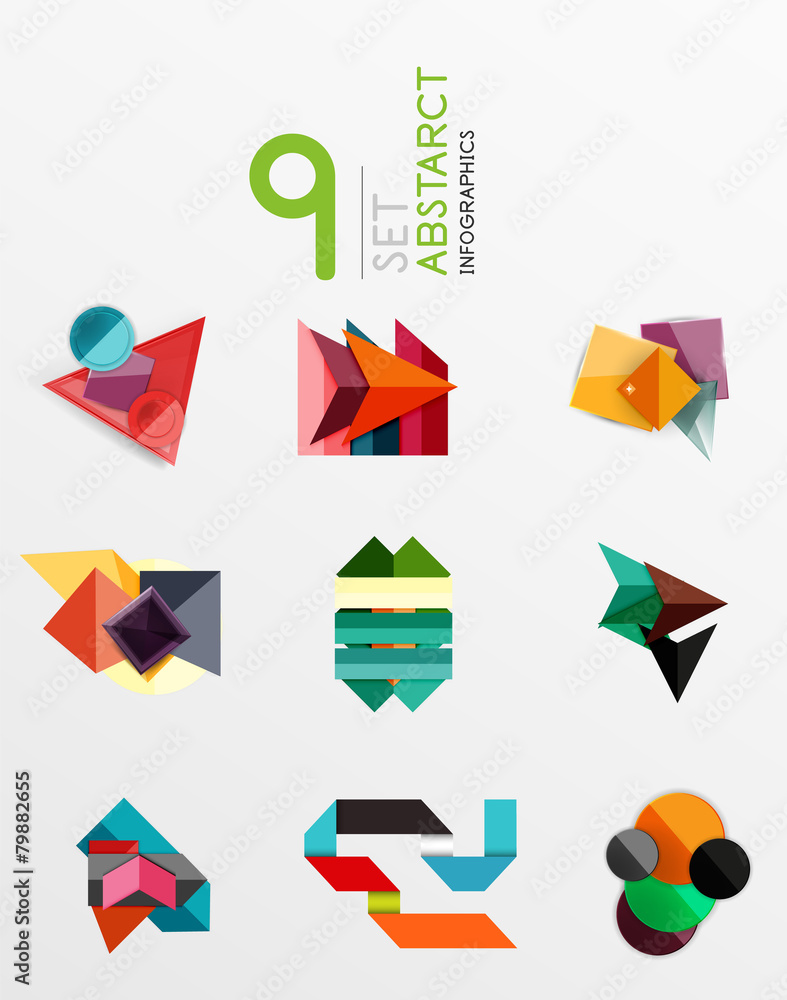 Modern paper info banner layout set Modern paper info banner layout set