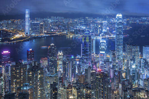 Victoria Harbor of Hong Kong at night