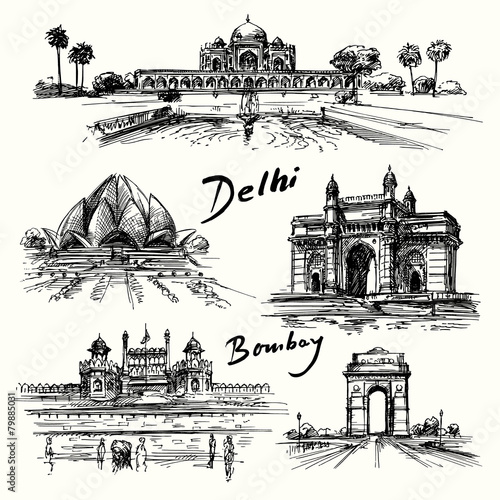 Delhi, Bombay - hand drawn collection