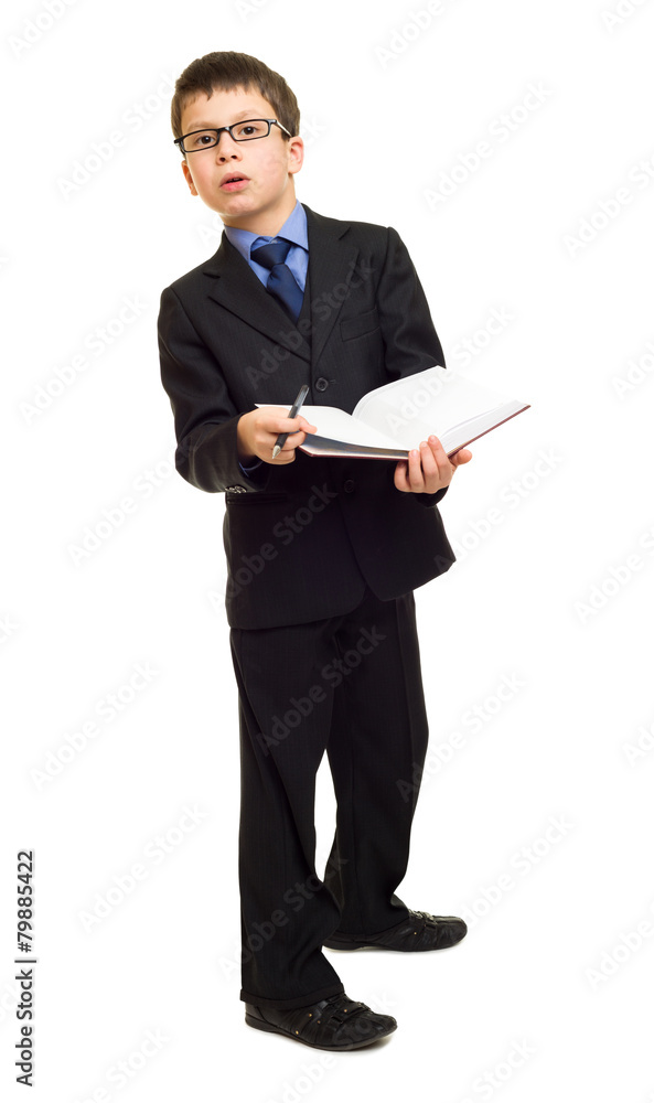 boy in suit on white