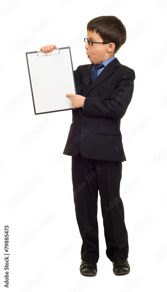 boy in suit show blank sheet boy in suit show blank sheet