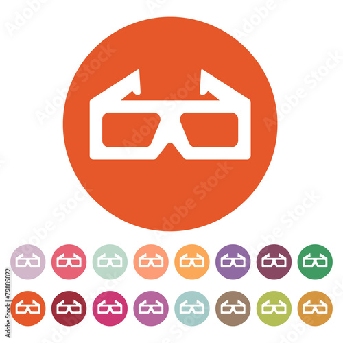 The 3d movie icon. 3D Glasses symbol. Flat
