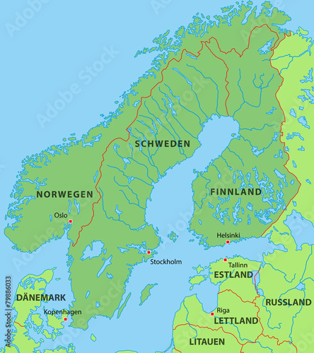 Skandinavien Karte in Grün