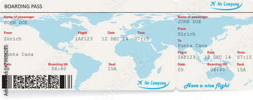 Vector image of airline boarding pass ticket