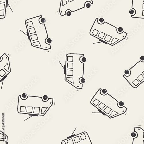 doodle tram seamless pattern background