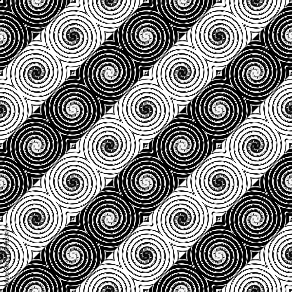 Design seamless monochrome spiral movement pattern