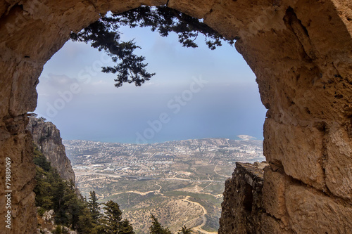view from the window Hilarion castle at Kyrenia, Northern Cyprus