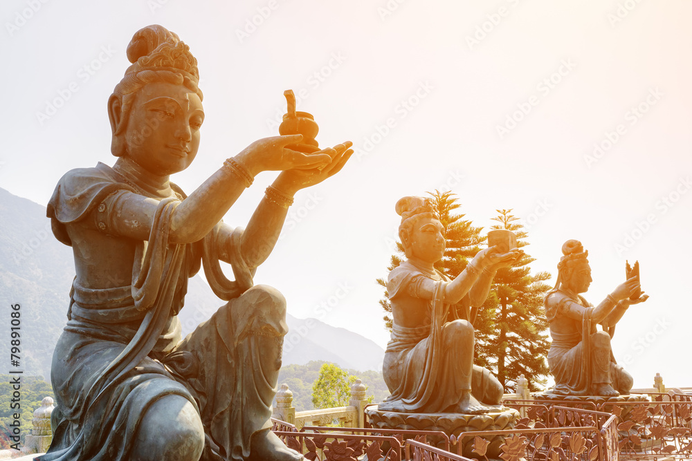 Obraz premium Buddhist statues praising and making offerings to the Tian Tan B