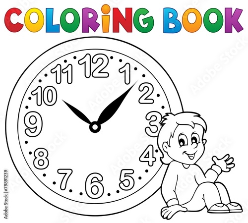 Coloring book clock theme 1
