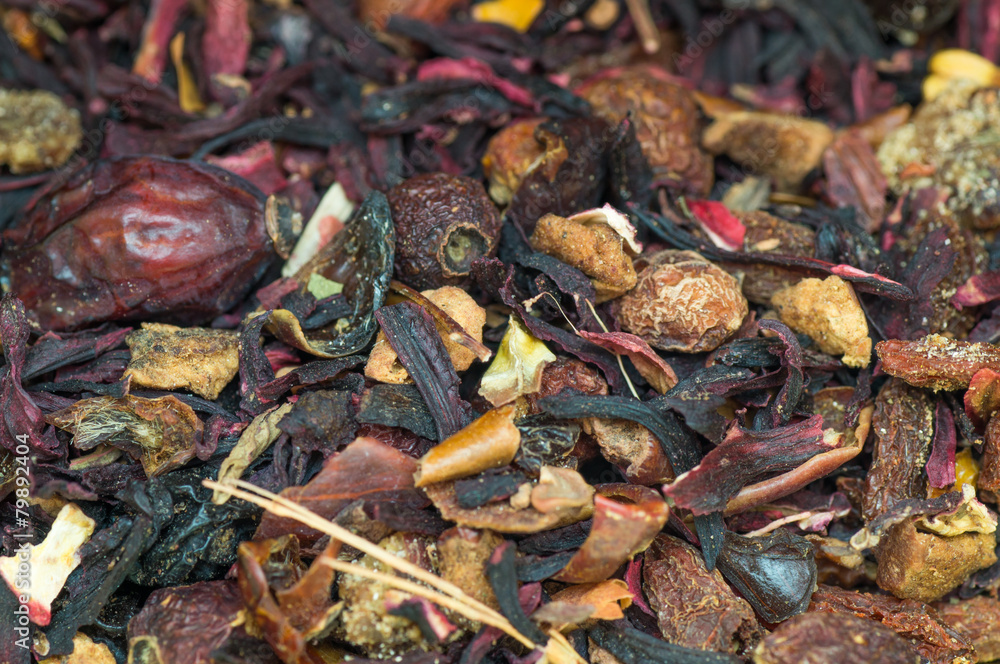 Macro view of organic tea mix Macro view of organic tea mix