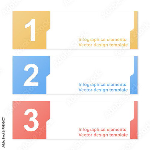 Cut-out numbered banners. Design template. Vector illustration