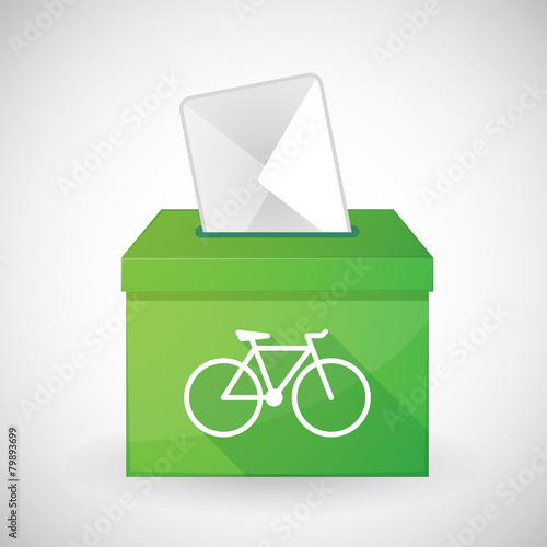 Green ballot box with a bicycle