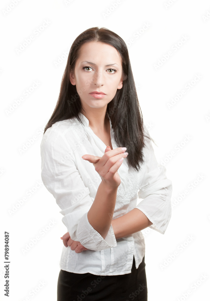 the dark-haired young woman - the employee of office the dark-haired young woman - the employee of office