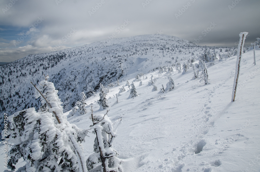 Winter scenery in polish Karkonosze mountains