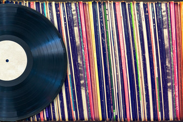 Vinyl record with copy space, vintage process