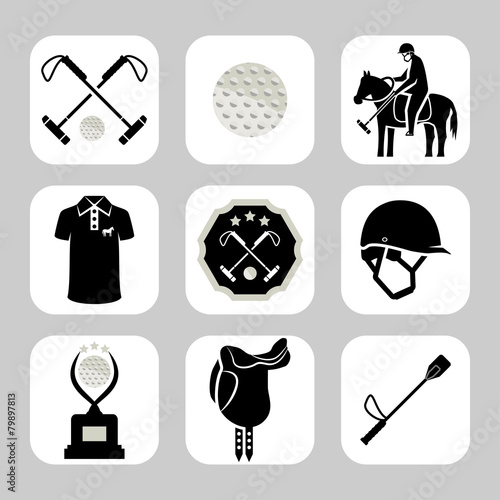 Vector polo related icon set