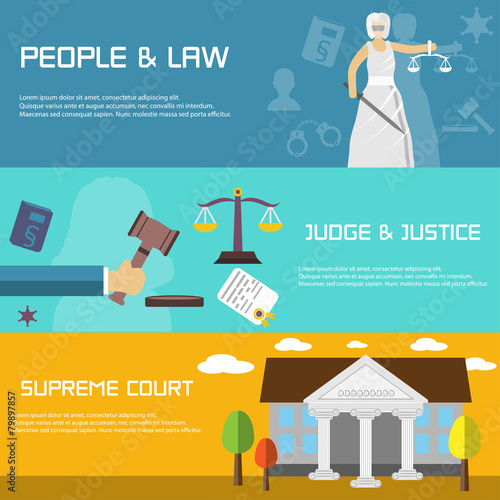 Law banners in flat design style