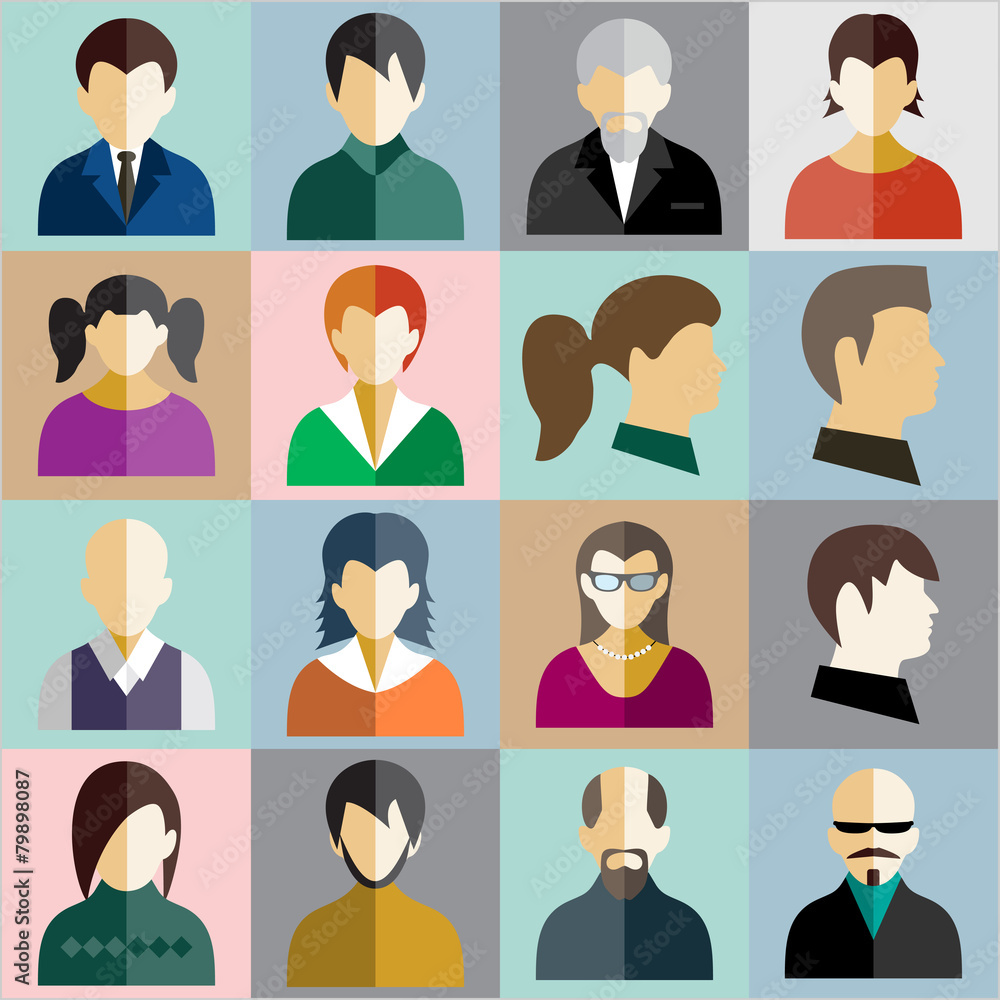 Vector avatar icons, flat style Vector avatar icons, flat style