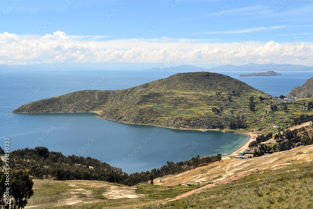 View of Lake Titicaca between Bolivia and Peru