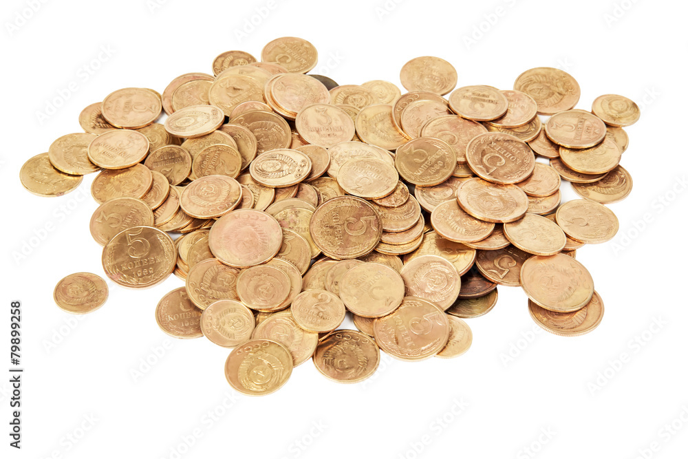 USSR old coins isolated on white USSR old coins isolated on white