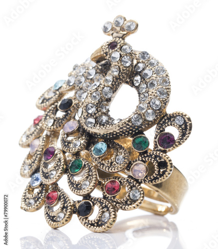 Colorful Gemstone Peacock Ring