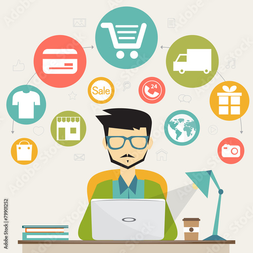 online shopping, electronic commerce concept