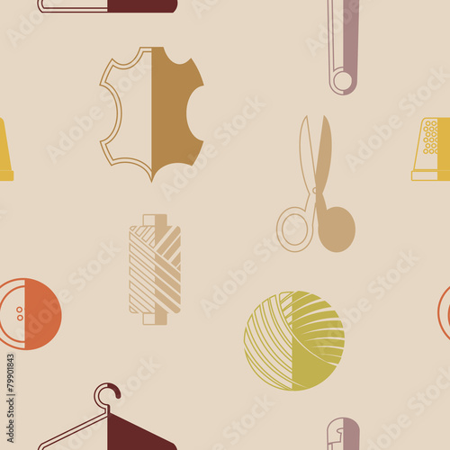 abstract seamless background with sewing accessories