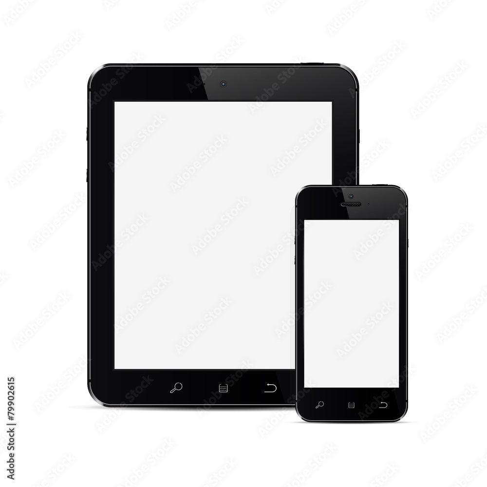Tablet PC with mobile smartphone isolated on white Tablet PC with mobile smartphone isolated on white