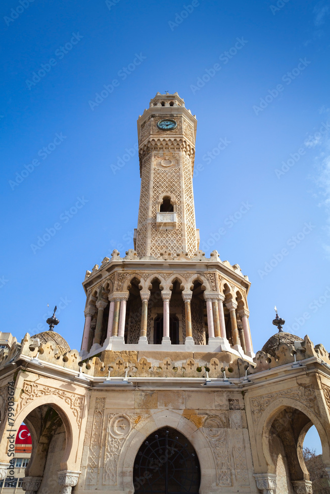 Historical clock tower in Izmir City, Turkey