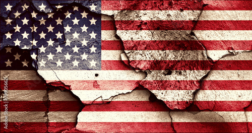 Canvas Print flag of USA painted on cracked wall