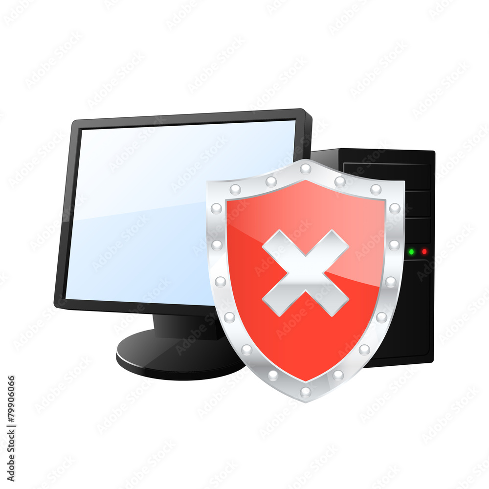 Protected computer icon. Vector illustration Protected computer icon. Vector illustration
