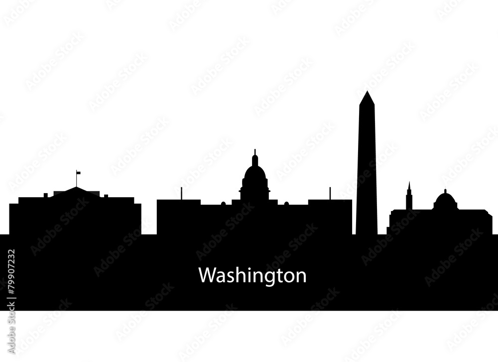 Washington DC city skyline silhouette. Vector illustration