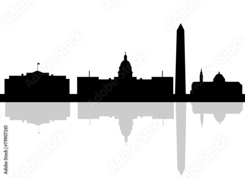 Washington DC city skyline silhouette. Vector illustration