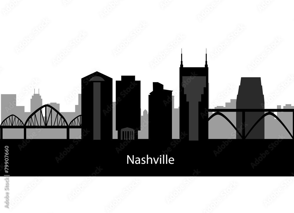 Fototapeta premium Nashville USA city skyline silhouette vector illustration