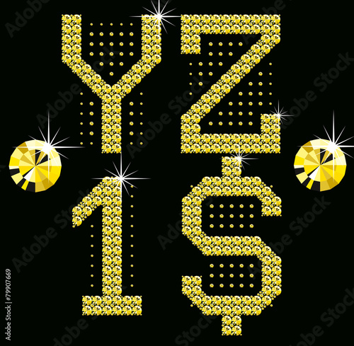 golden digital diamond alphabet new