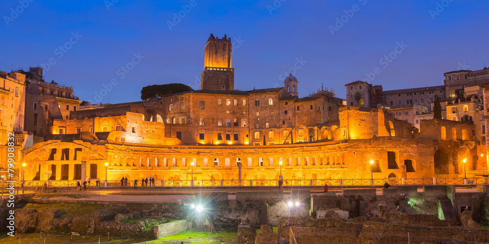 A panoramic view on Trajan's Market, a part of the imperial forum of Rome, Italy