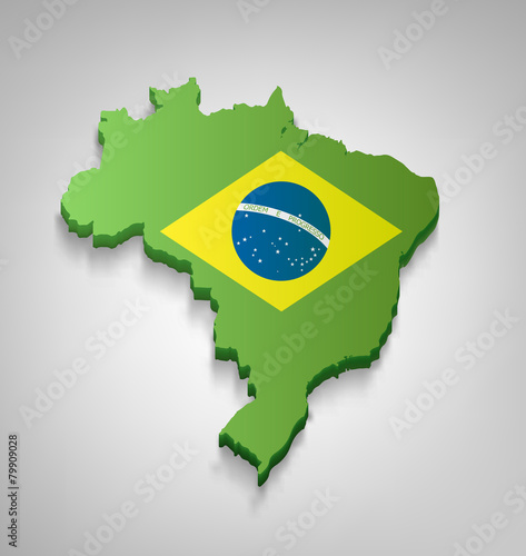 Brazilian Map With Flag
