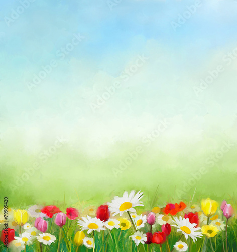 Flowers and green nature composition background