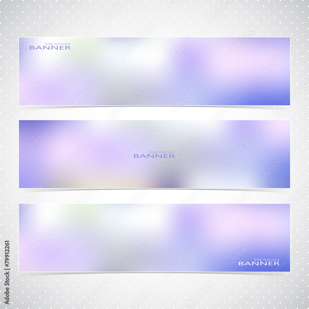 Fototapeta premium Horizontal Set of Banners with Multicolored Blured Backgrounds