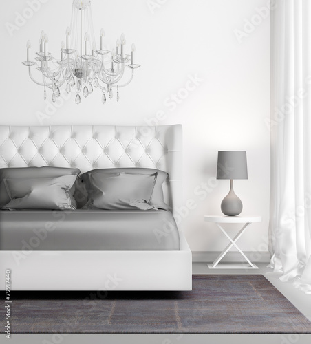 Contemporary elegant luxury white bedroom photo