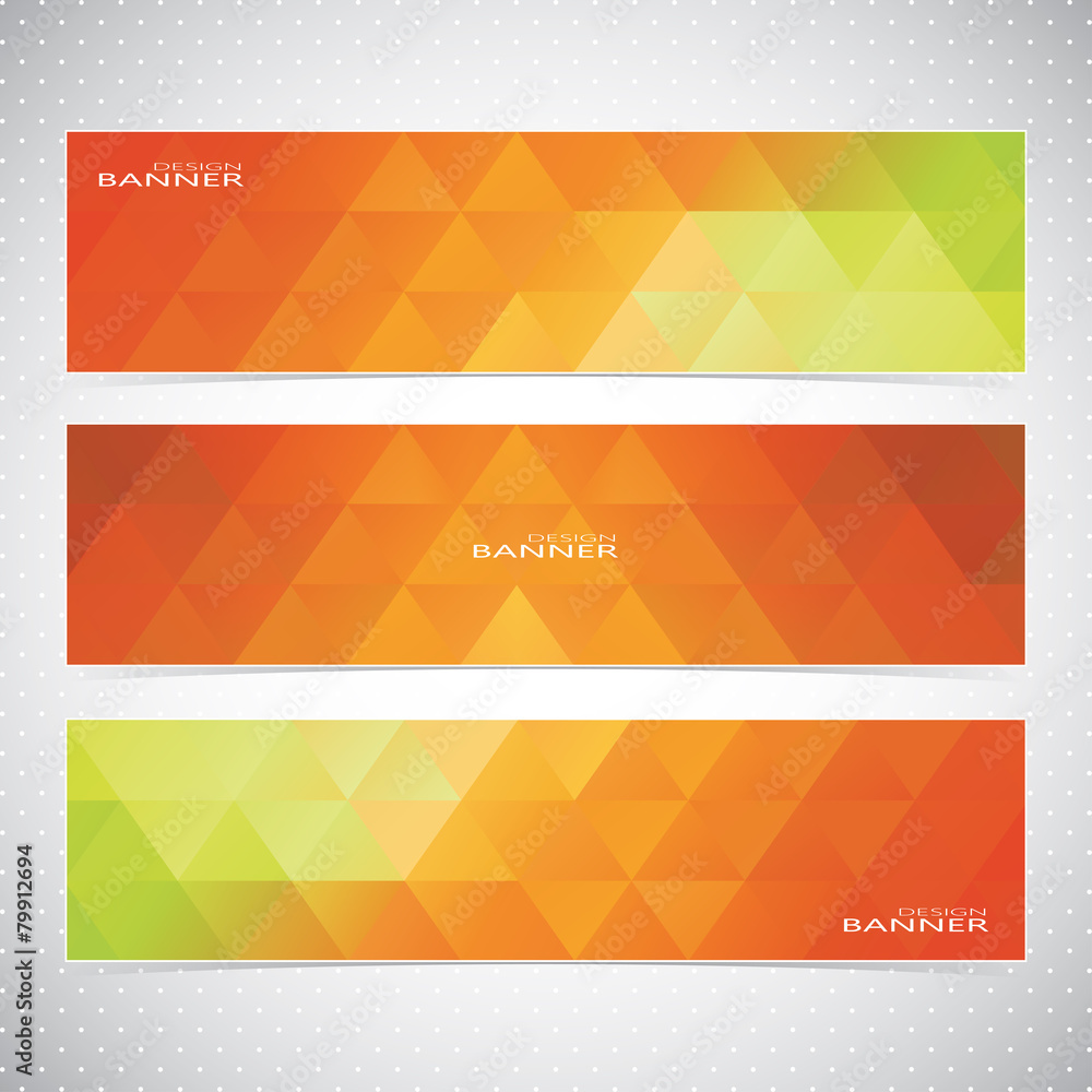 Colorful Horizontal Set Of Banners Mosaic Backgrounds. Modern