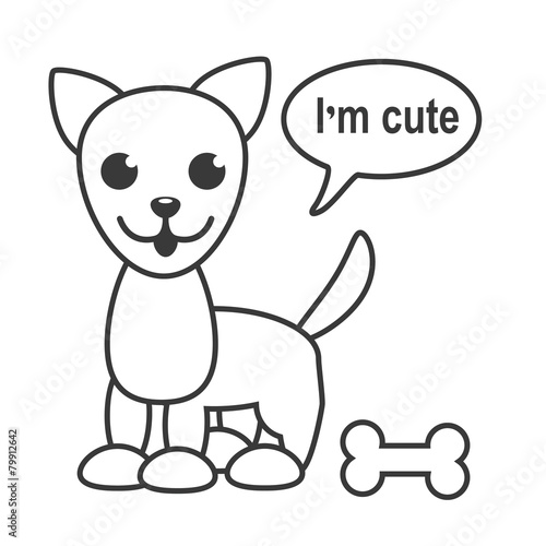 Cute cartoon puppy with text baloon, signed I'm cute